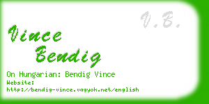 vince bendig business card